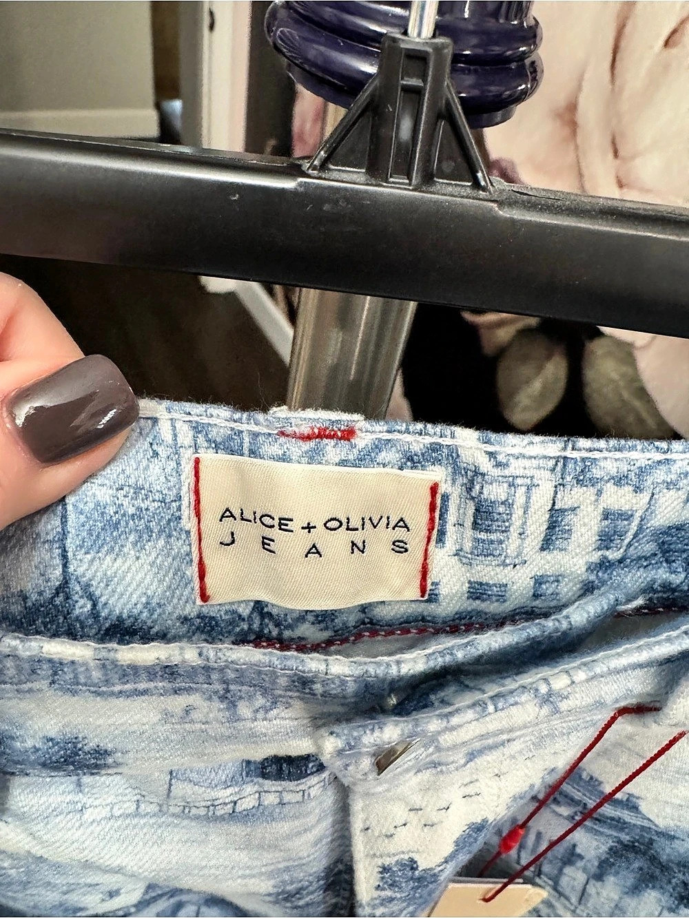 Alice + Olivia 28 Wide Leg Pant Blue & White Waist 28 NWT - Picture 6 of 10